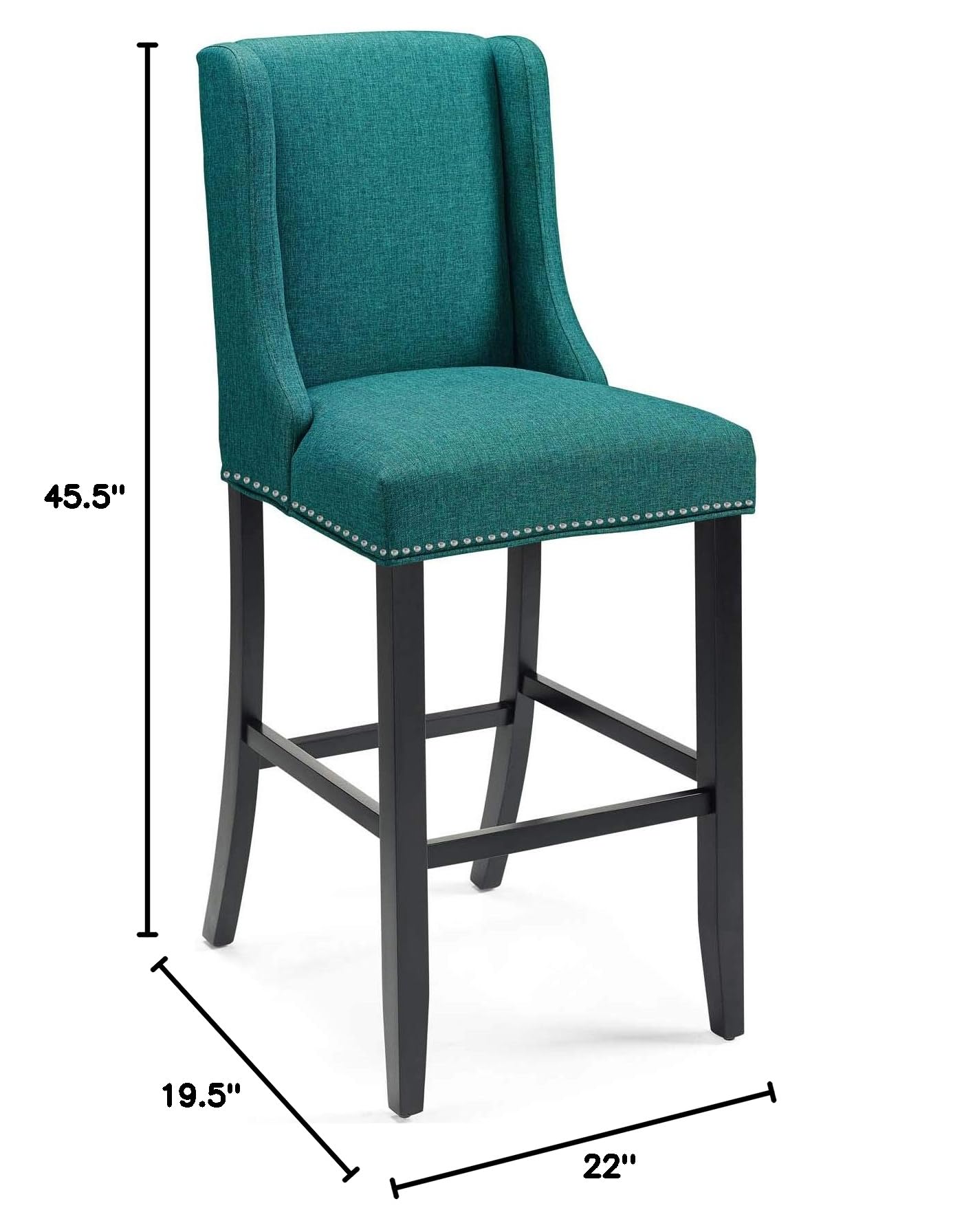 barstools | CasaFoyer Baron Upholstered Fabric Bar Stool | Sophisticated Backrest | Nailhead Trim | Footrest | Plush Cushioning | Stable Solid Wood Frame | Teal | casafoyer.myshopify.com