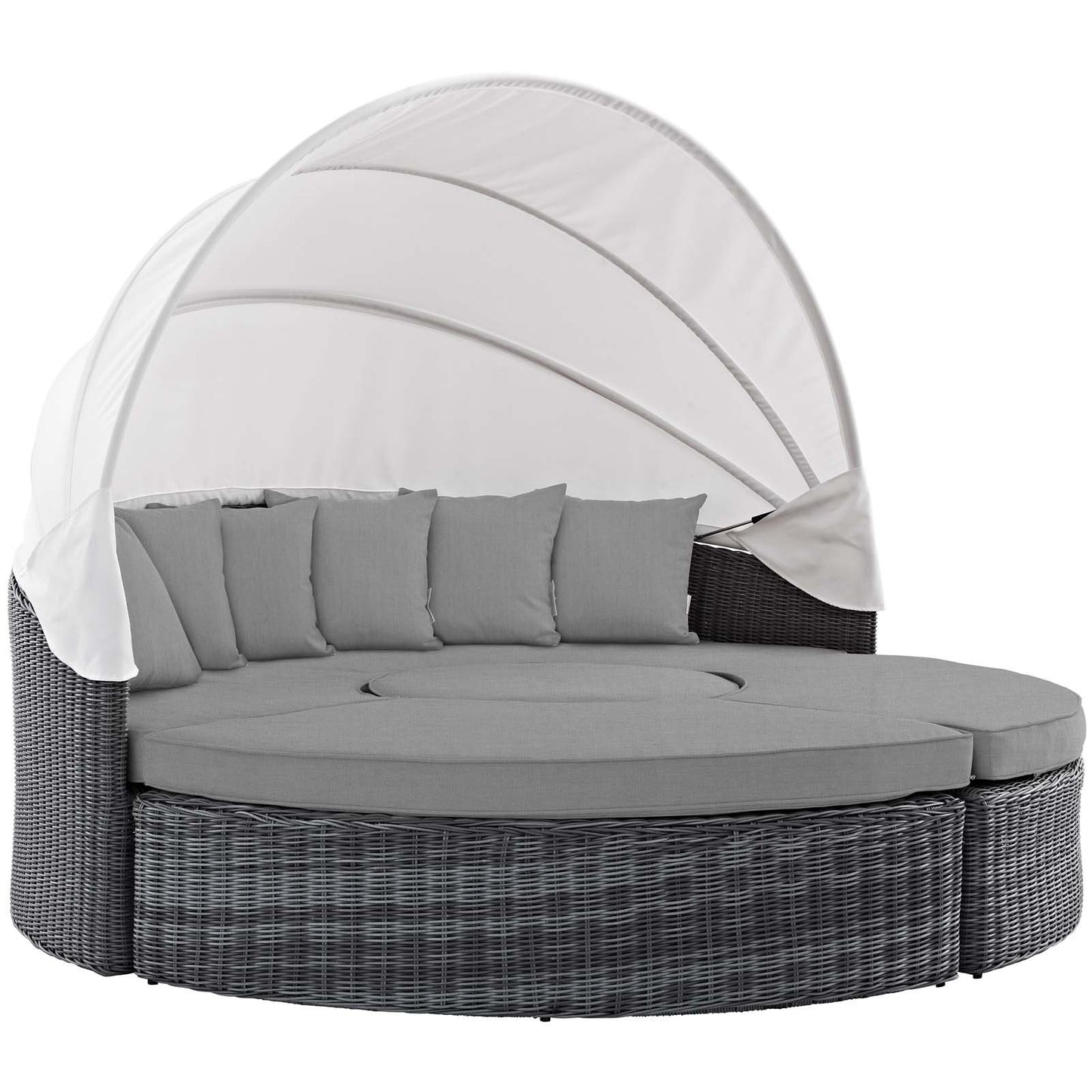 Patio Furniture Sets | Summon Outdoor Patio Sectional Daybed | Retractable Canopy | Comfortable & Durable | Sunbrella Fabric | UV Protection | Elegant Modern Design | Perfect for Patio, Backyard, Poolside | Canvas Gray | casafoyer.myshopify.com