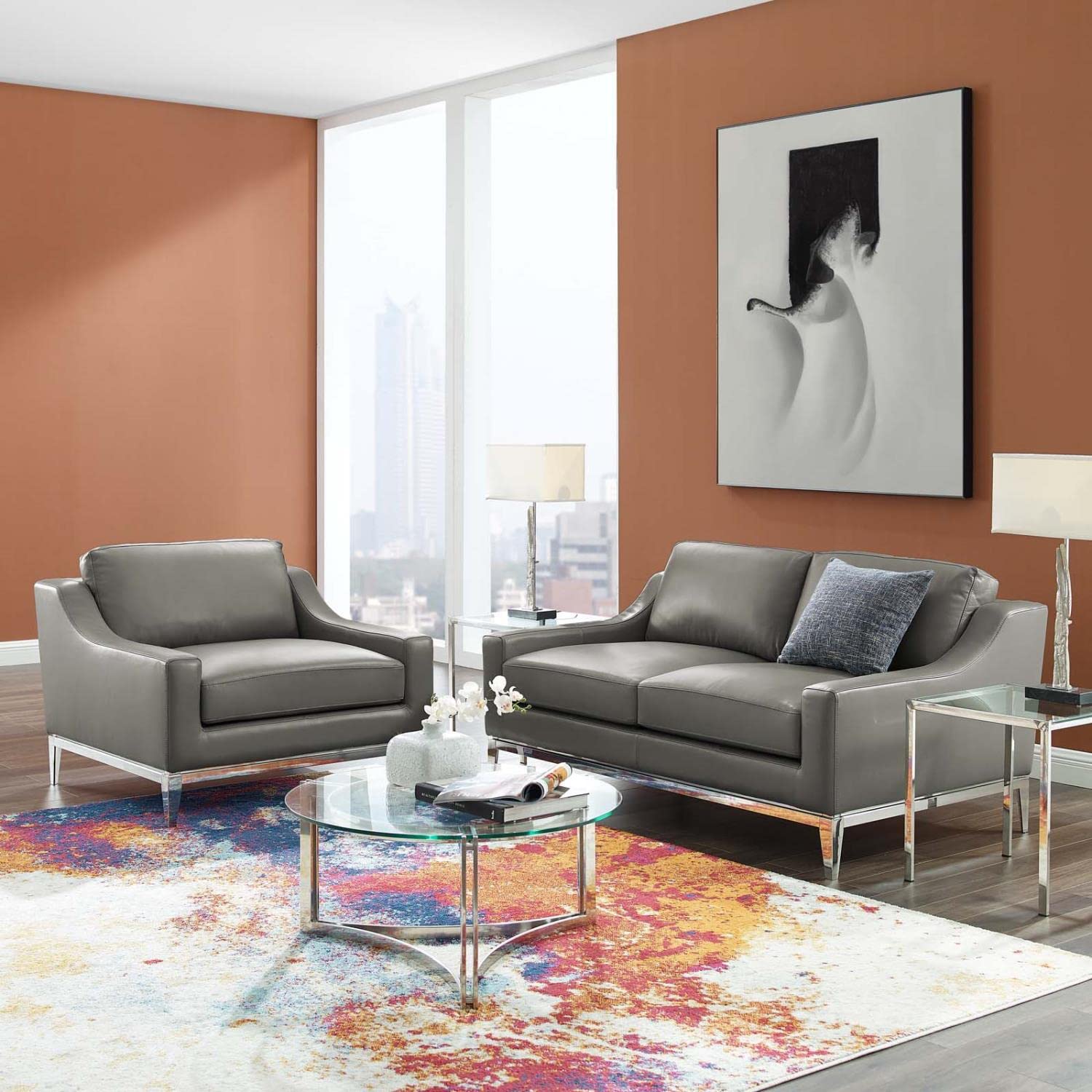 kitchen and dining room sets | CasaFoyer Sophisticated Harness Loveseat & Armchair Set | Leather Upholstery | Ultimate Comfort | Stainless Steel Frame | Non-Marking Foot Caps | Removable Cushions | Weight Capacity: Loveseat 600 lbs, Armchair 300 lbs | Includes 64 Loveseat & Armchair | casafoyer.myshopify.com