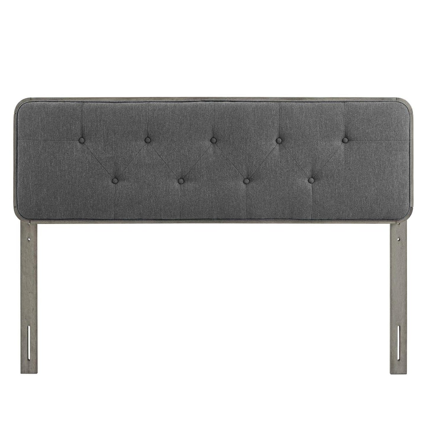headboards | CasaFoyer Collins Tufted Wood Full Headboard | Modern Retro Style | Organic Aesthetics | Button Tufted Pattern | Wood Grain Frame | Compatible with Billie and Margo Bed Frames | Durable Construction | Customizable Look | Gray Charcoal | casafoyer.myshopify.com