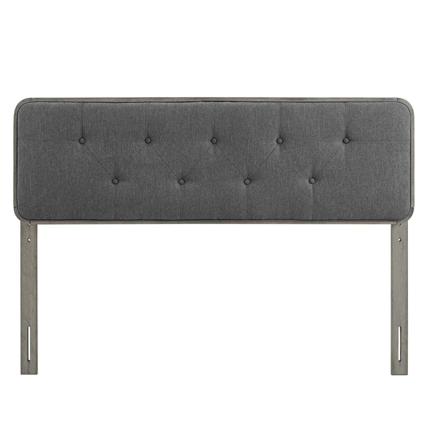 Bed | CasaFoyer Collins Tufted Wood King Headboard | Modern Retro Style | Organic Aesthetics | Button Tufted | Wood Grain Frame | Compatible with Billie & Margo Collections | Durable Construction | Customizable | Gray Charcoal | casafoyer.myshopify.com