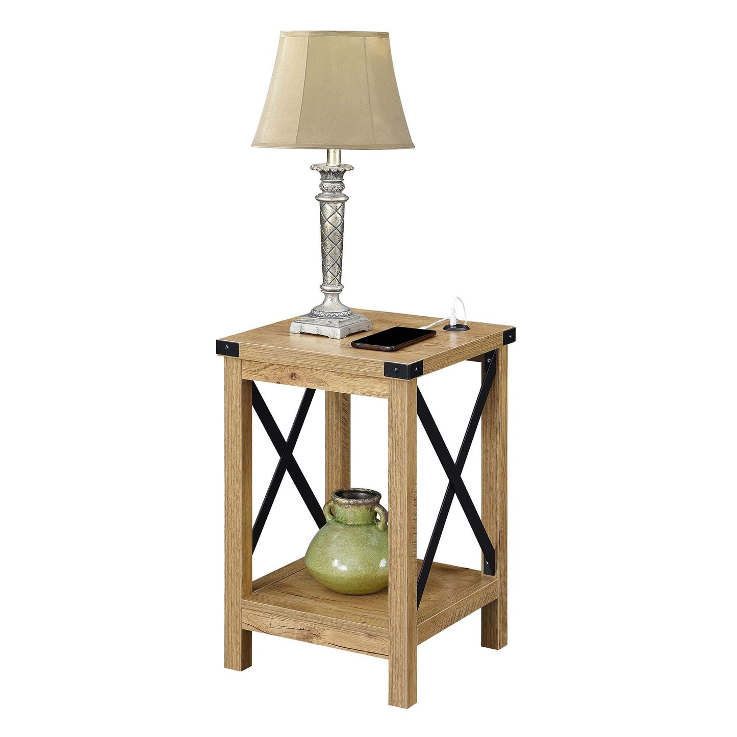 TABLE | Durango End Table | Charging Station & Shelf | USB Ports | Cord Management | Industrial-themed Furniture | Durable Construction | Ergode | casafoyer.myshopify.com