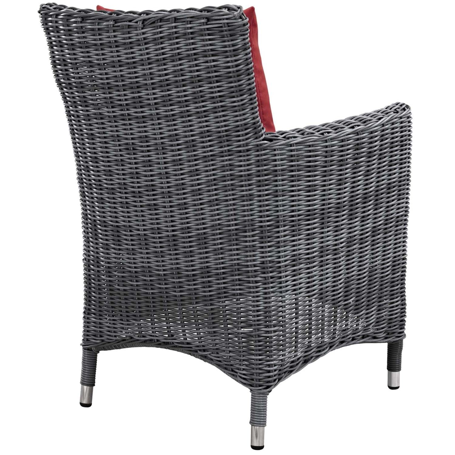 Patio Furniture Sets | Summon Outdoor Patio Dining Arm Chair | Two-Tone Rattan Weave | Sunbrella Cushions | Powder-Coated Aluminum Frame | Ideal for Patio, Backyard, Poolside | casafoyer.myshopify.com