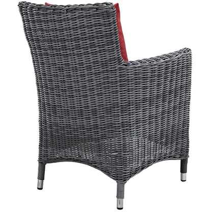 Patio Furniture Sets | Summon Outdoor Patio Dining Arm Chair | Two-Tone Rattan Weave | Sunbrella Cushions | Powder-Coated Aluminum Frame | Ideal for Patio, Backyard, Poolside | casafoyer.myshopify.com