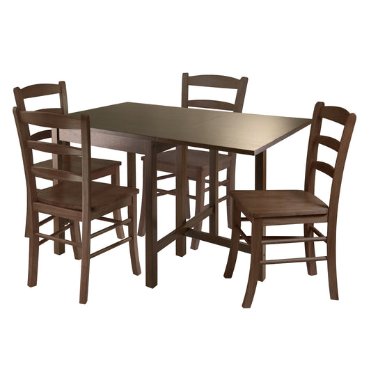 childrens table and chair sets | CasaFoyer Lynden Drop Leaf Dining Table Set | Space-Saving Design | Solid Wood | Antique Walnut Finish | 4 Ladder Back Chairs | Easy Assembly | casafoyer.myshopify.com
