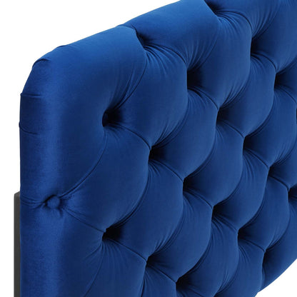 headboards | CasaFoyer Lizzy Tufted Twin Headboard | Elegant Diamond Pattern | Stain-Resistant Performance Velvet | Adjustable Design | Navy | casafoyer.myshopify.com