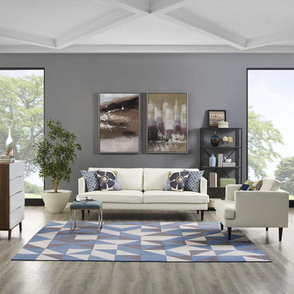 Carpet & Rugs | CasaFoyer Kahula Geometric Triangle Mosaic Area Rug | Blue/White/Gray | 8x10 ft | Soft, Durable, Stain-Resistant | Perfect for Any Room | casafoyer.myshopify.com