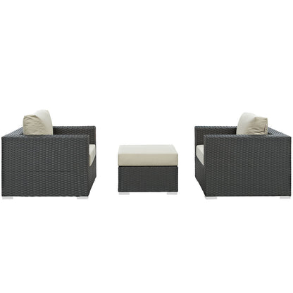 Patio Furniture Sets | Sojourn Outdoor Patio Furniture Set | Ottoman & Armchairs | Sunbrella Cushions | UV Protection | Aluminum Frame | casafoyer.myshopify.com