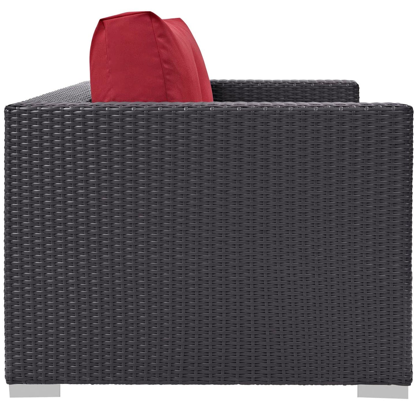 Patio Furniture Sets | Convene Outdoor Sectional Loveseat | Durable Rattan & Aluminum Frame | All-Weather Cushions | Espresso Red | casafoyer.myshopify.com