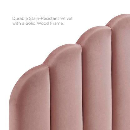 headboards | CasaFoyer Veronique Channel Tufted Scalloped Performance Velvet Full/Queen Headboard | Dusty Rose | casafoyer.myshopify.com