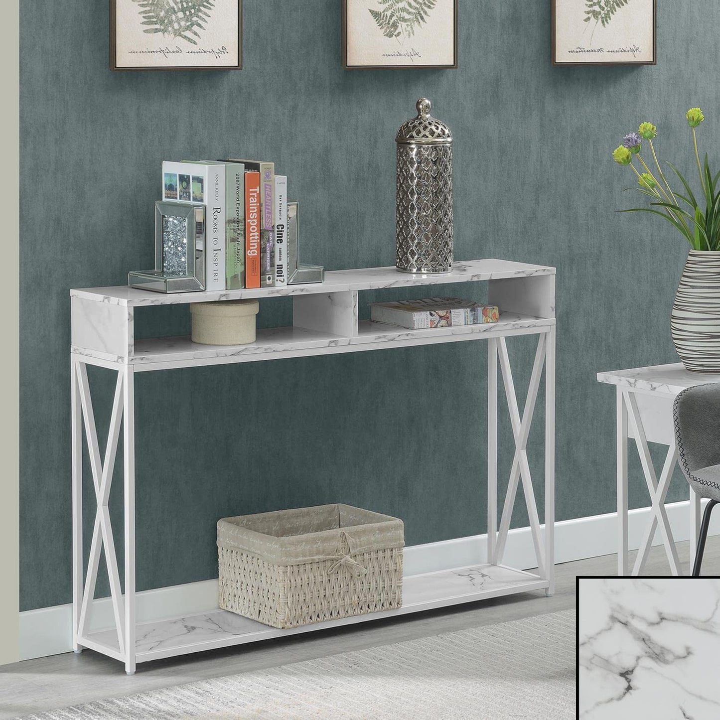 TABLE | Tucson Deluxe Console Table with Shelf | Spacious Compartments | Robust Metal Frame | MDF & Melamine Veneer | Contemporary Home Aesthetic | Ergode | casafoyer.myshopify.com