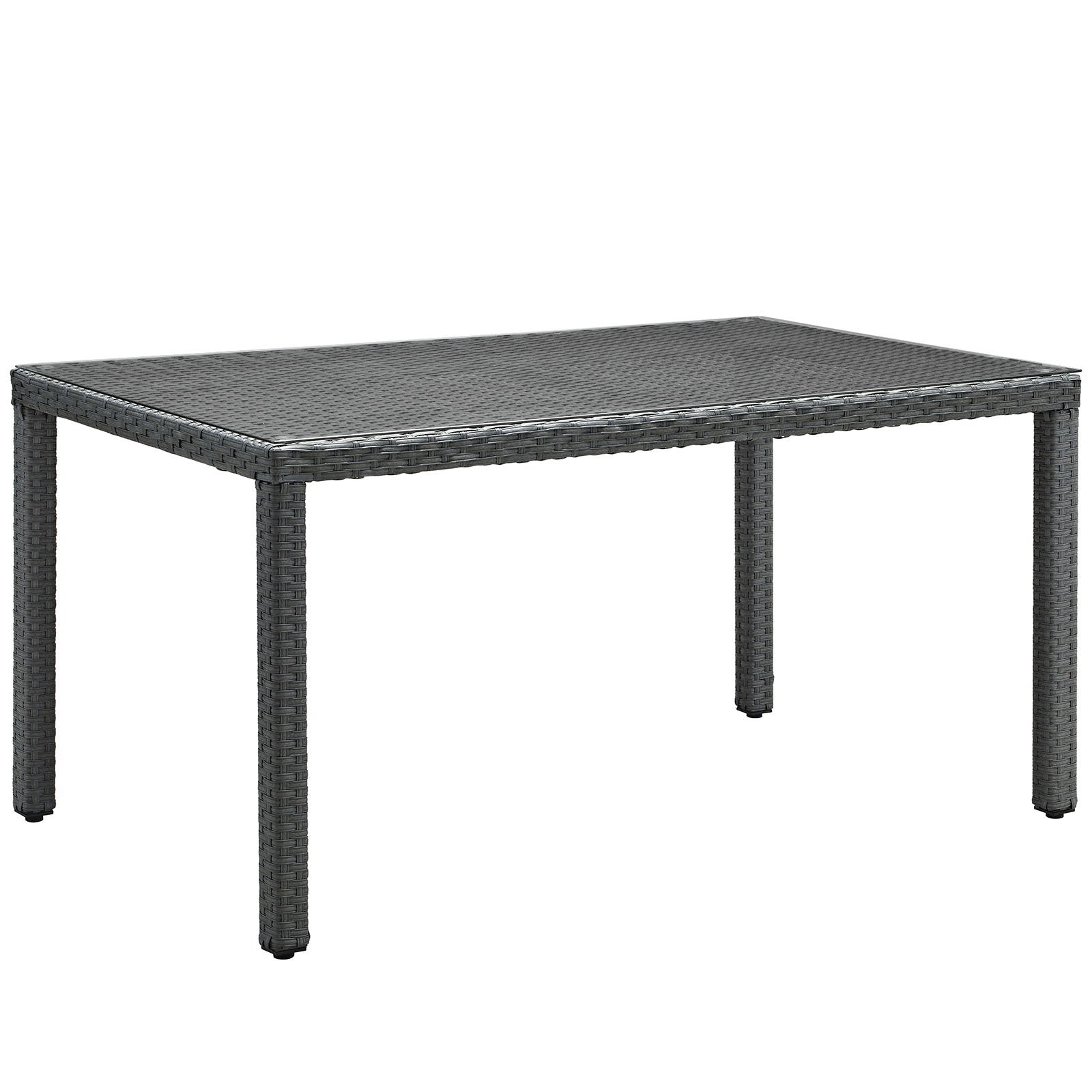 Dining Table | Sojourn 59 Outdoor Patio Dining Table | Sturdy & Versatile Seating | Synthetic Rattan Weave | UV Protection | Powder-Coated Aluminum Frame | casafoyer.myshopify.com
