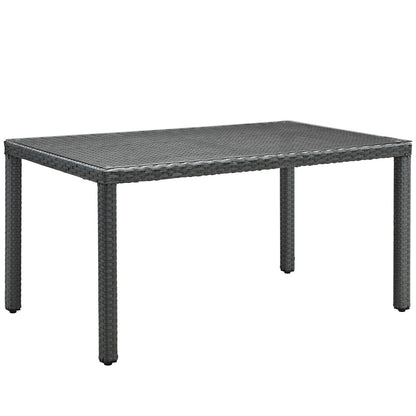 Dining Table | Sojourn 59 Outdoor Patio Dining Table | Sturdy & Versatile Seating | Synthetic Rattan Weave | UV Protection | Powder-Coated Aluminum Frame | casafoyer.myshopify.com