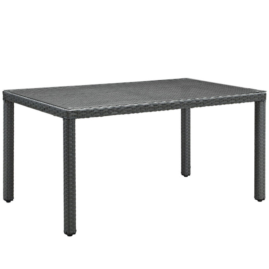 Dining Table | Sojourn 59 Outdoor Patio Dining Table | Sturdy & Versatile Seating | Synthetic Rattan Weave | UV Protection | Powder-Coated Aluminum Frame | casafoyer.myshopify.com