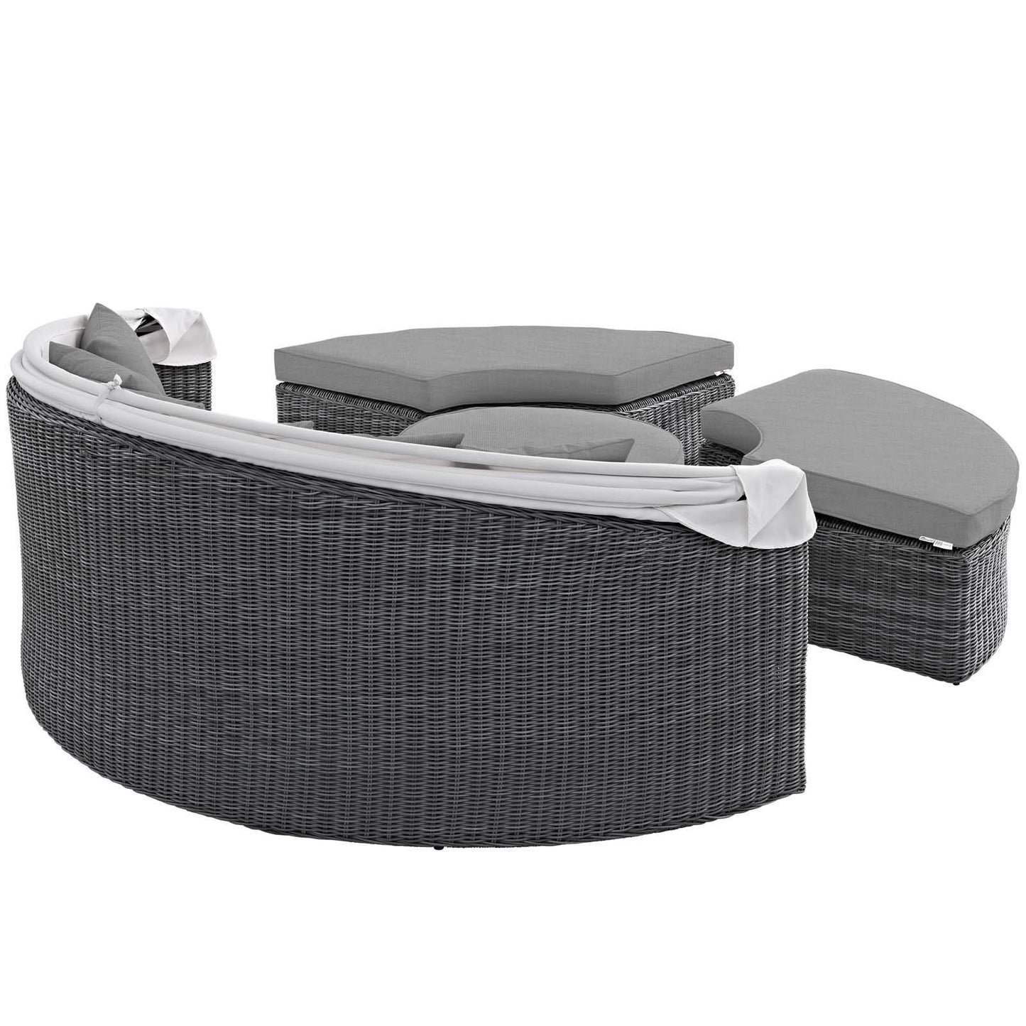 Patio Furniture Sets | Summon Outdoor Patio Sectional Daybed | Retractable Canopy | Comfortable & Durable | Sunbrella Fabric | UV Protection | Elegant Modern Design | Perfect for Patio, Backyard, Poolside | Canvas Gray | casafoyer.myshopify.com