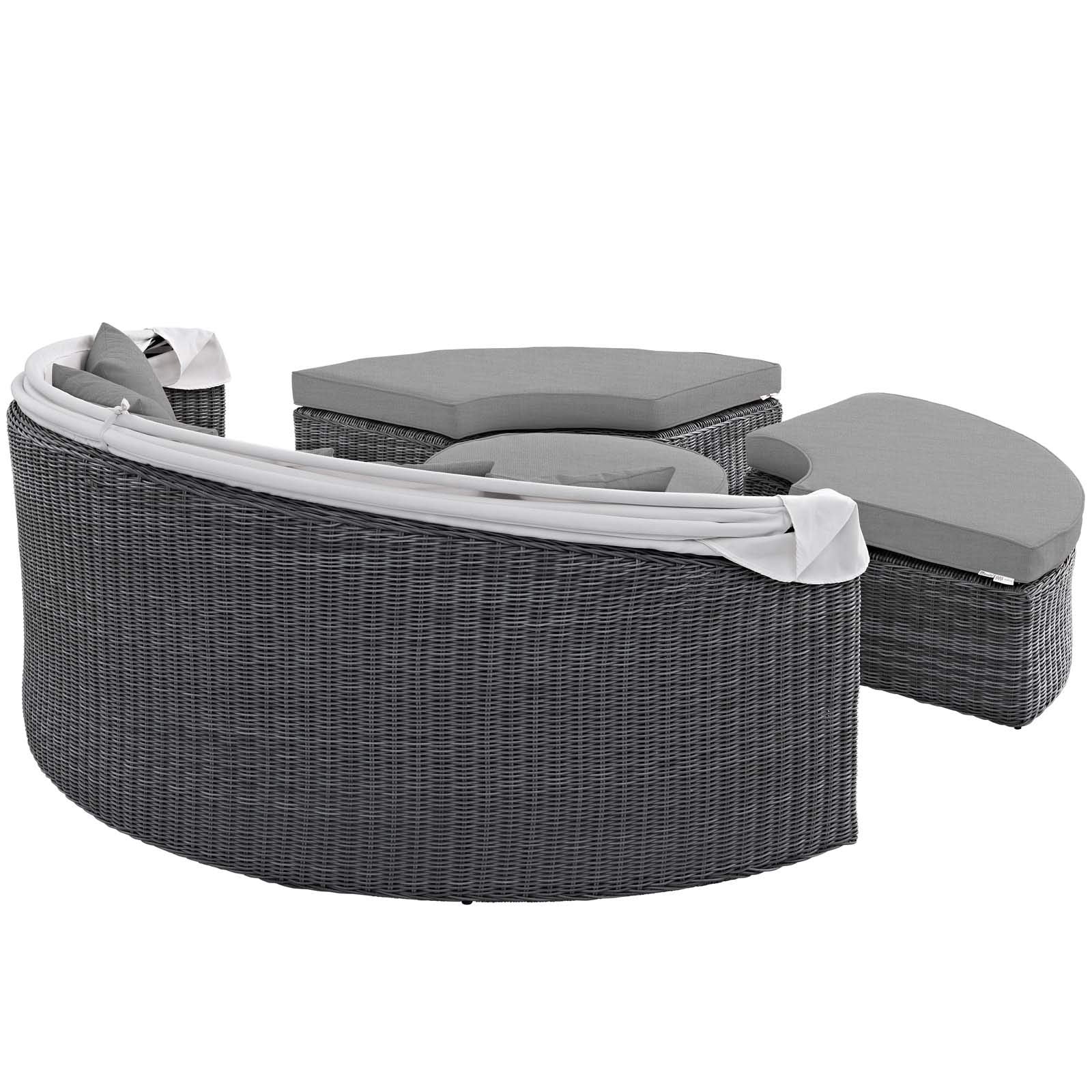 Patio Furniture Sets | Summon Outdoor Patio Sectional Daybed | Retractable Canopy | Comfortable & Durable | Sunbrella Fabric | UV Protection | Elegant Modern Design | Perfect for Patio, Backyard, Poolside | Canvas Gray | casafoyer.myshopify.com