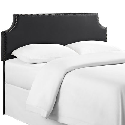 headboards | CasaFoyer  Laura Faux Leather Upholstered Queen Headboard | Sleek Design | Silver Nail Button Trim | Solid Wood Frame | Adjustable Legs | Dense Foam Padding | Smooth Faux Leather | Elegant Addition to Queen Bed | casafoyer.myshopify.com