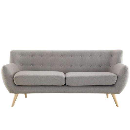 Sofa & chair Sets | Exquisite Remark Sofa | Luxurious & Stylish | Dual Cushion Design | Organic Shape | Natural Wood Legs | Mid-Century Modern | Polyester Upholstery | Finely Stitched Buttons | Perfect for Living Rooms & Lounges | casafoyer.myshopify.com
