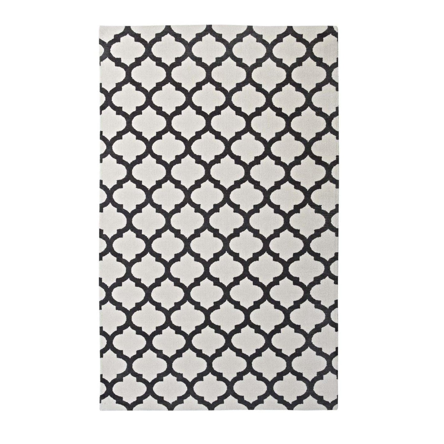 Carpet & Rugs | CasaFoyer Lida Moroccan Trellis Area Rug | Elegant Quatrefoil Pattern | Soft Polyester Microfiber | Durable Jute Bottom | Stain-Resistant | Easy to Clean | 5x8 Ivory/Charcoal | casafoyer.myshopify.com