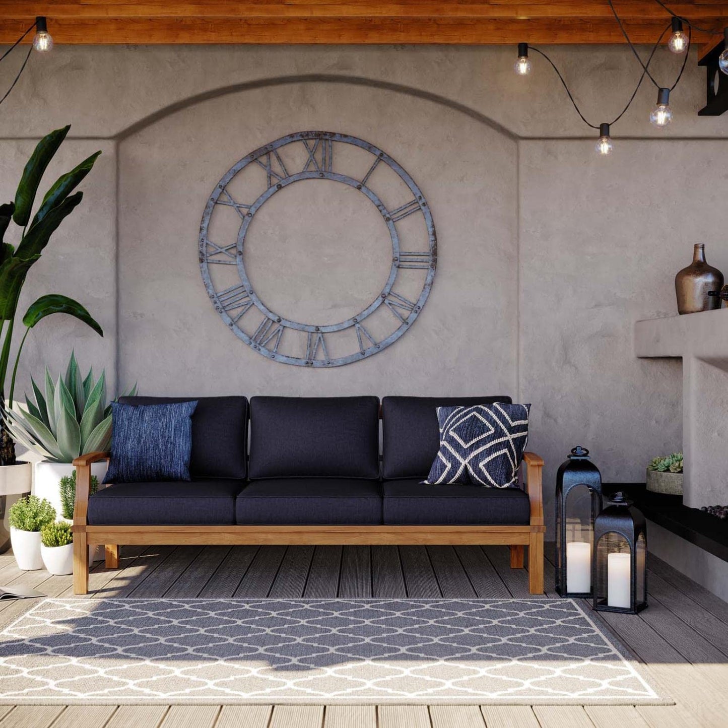sofas | CasaFoyer Marina Teak Wood Outdoor Patio Sofa | Luxury, Durable, Weather-Resistant | Modern Design | Perfect for Outdoor Seating | casafoyer.myshopify.com