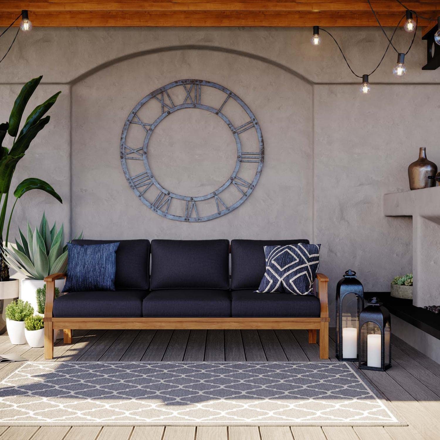 sofas | CasaFoyer Marina Teak Wood Outdoor Patio Sofa | Luxury, Durable, Weather-Resistant | Modern Design | Perfect for Outdoor Seating | casafoyer.myshopify.com