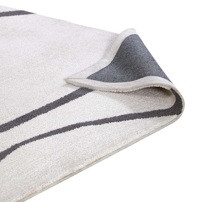 area rugs | CasaFoyer Therese Abstract Swirl Area Rug | Elegant Modern Design | Plush Feel | Stain-Resistant | Easy to Maintain | 5x8 Ivory and Charcoal | casafoyer.myshopify.com