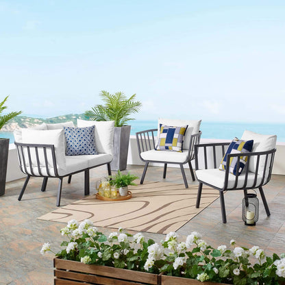 kitchen and dining room sets | CasaFoyer Riverside Outdoor Patio Aluminum Loveseat Set | Coastal Style | UV-Resistant Cushions | Powder-Coated Frame | Perfect for Patio, Backyard, Balcony | 4 Piece Set | casafoyer.myshopify.com