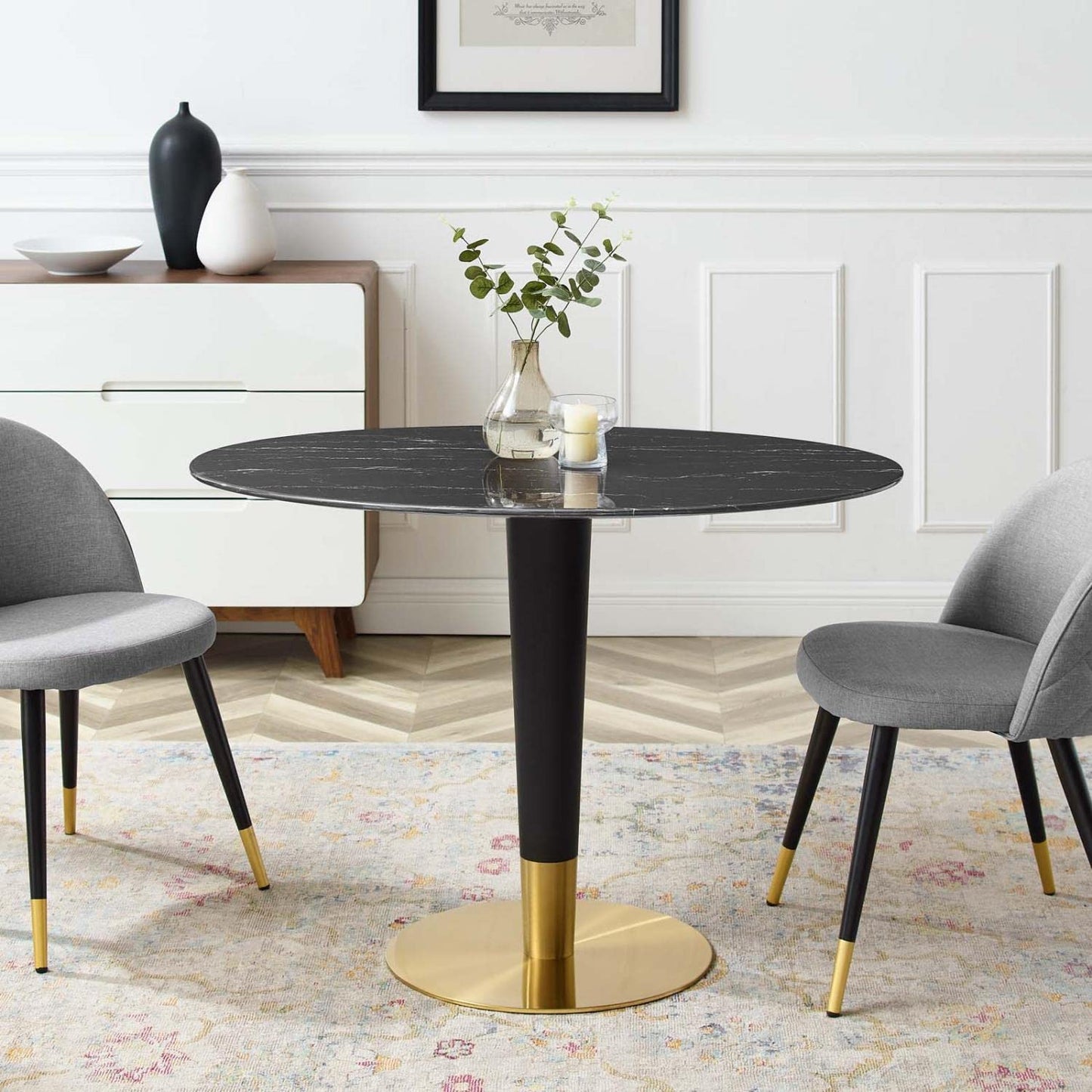 patio dining tables | CasaFoyer Zinque 42 Oval Artificial Marble Dining Table | Modern Mid-Century Design | Sturdy Black & Gold Base | Easy to Clean | Non-Marking Ring | Assembly Required | casafoyer.myshopify.com