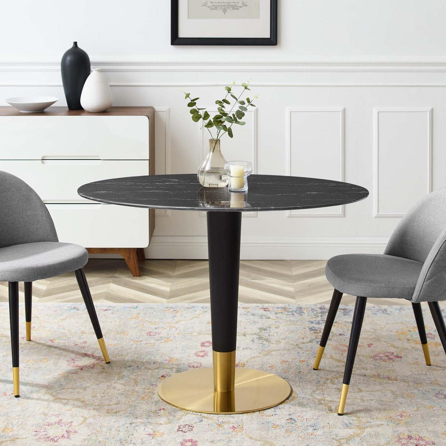 patio dining tables | CasaFoyer Zinque 42 Oval Artificial Marble Dining Table | Modern Mid-Century Design | Sturdy Black & Gold Base | Easy to Clean | Non-Marking Ring | Assembly Required | casafoyer.myshopify.com