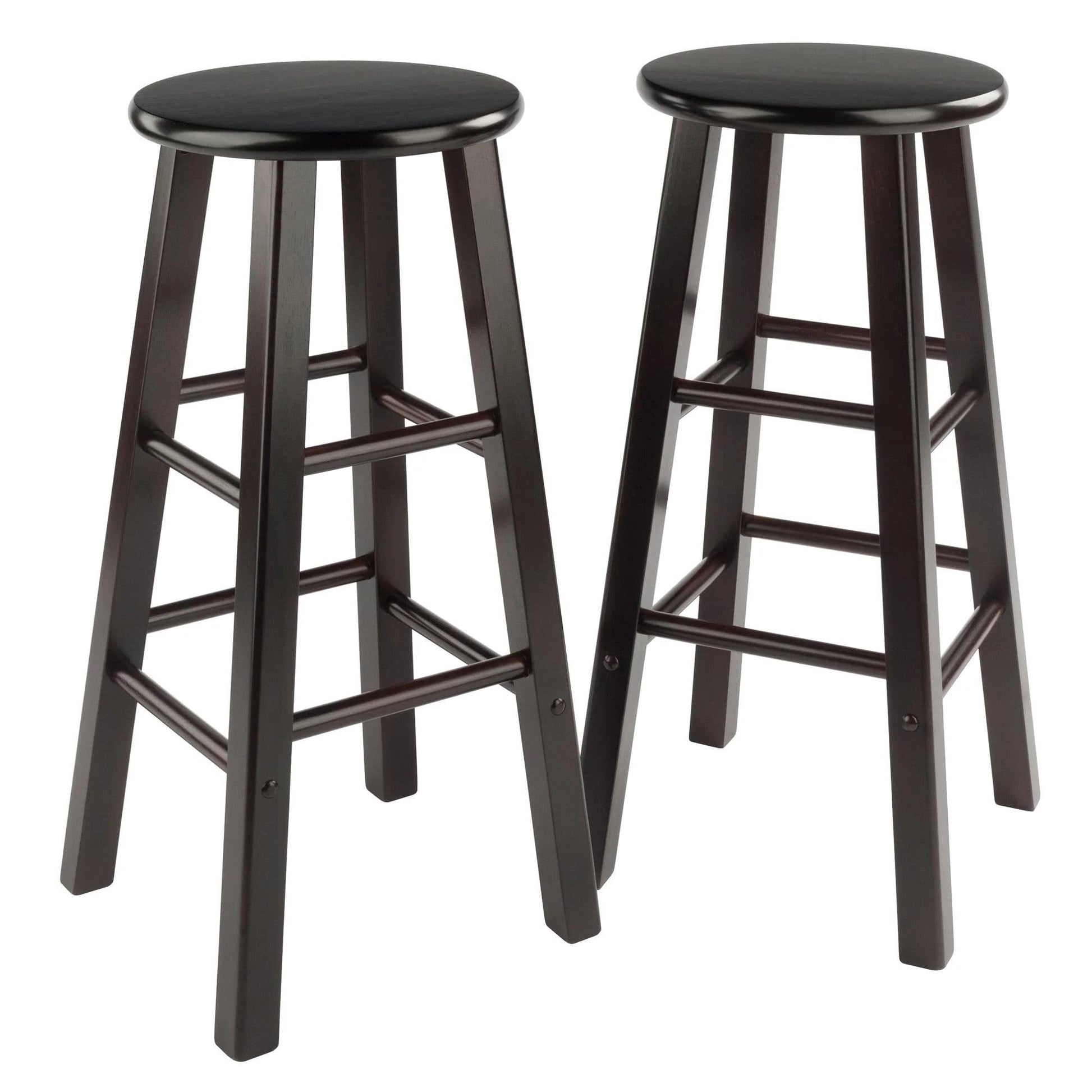 STOOL_SEATING | CasaFoyer  Wood Element Bar Stool Set | Polished Espresso Finish | Solid Wood Construction | 220lbs Weight Capacity | 8 Crossbars for Stability | Versatile Design | Perfect for Kitchen or Den | casafoyer.myshopify.com