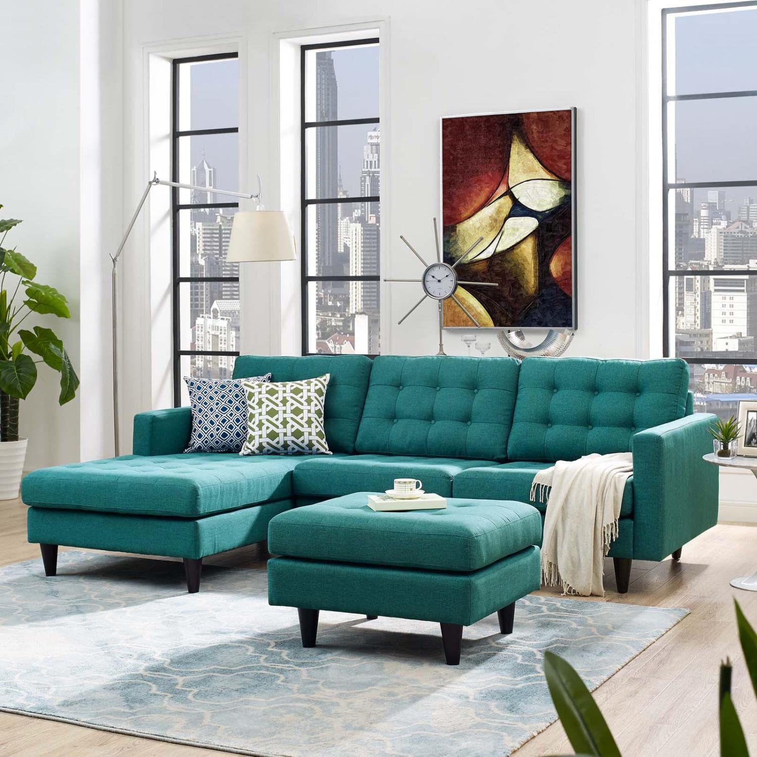 sofas | Empress Left-Arm Sectional Sofa | Exquisite Design | Tufted Buttons | Luxurious Cushions | Elegant Armrests | Teal | casafoyer.myshopify.com