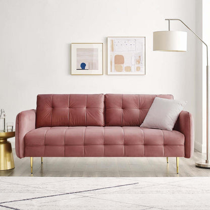 sofas | CasaFoyer Cameron Tufted Performance Velvet Sofa | Luxurious Art Deco Design | Stain-Resistant | Easy Assembly | Dusty Rose | casafoyer.myshopify.com