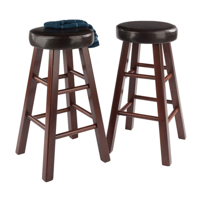 barstools | CasaFoyer  Wood Marta Counter Stools | Solid Wood Construction | Antique Walnut Finish | Cushion Seat | 25.4in Height | Set of 2 | casafoyer.myshopify.com