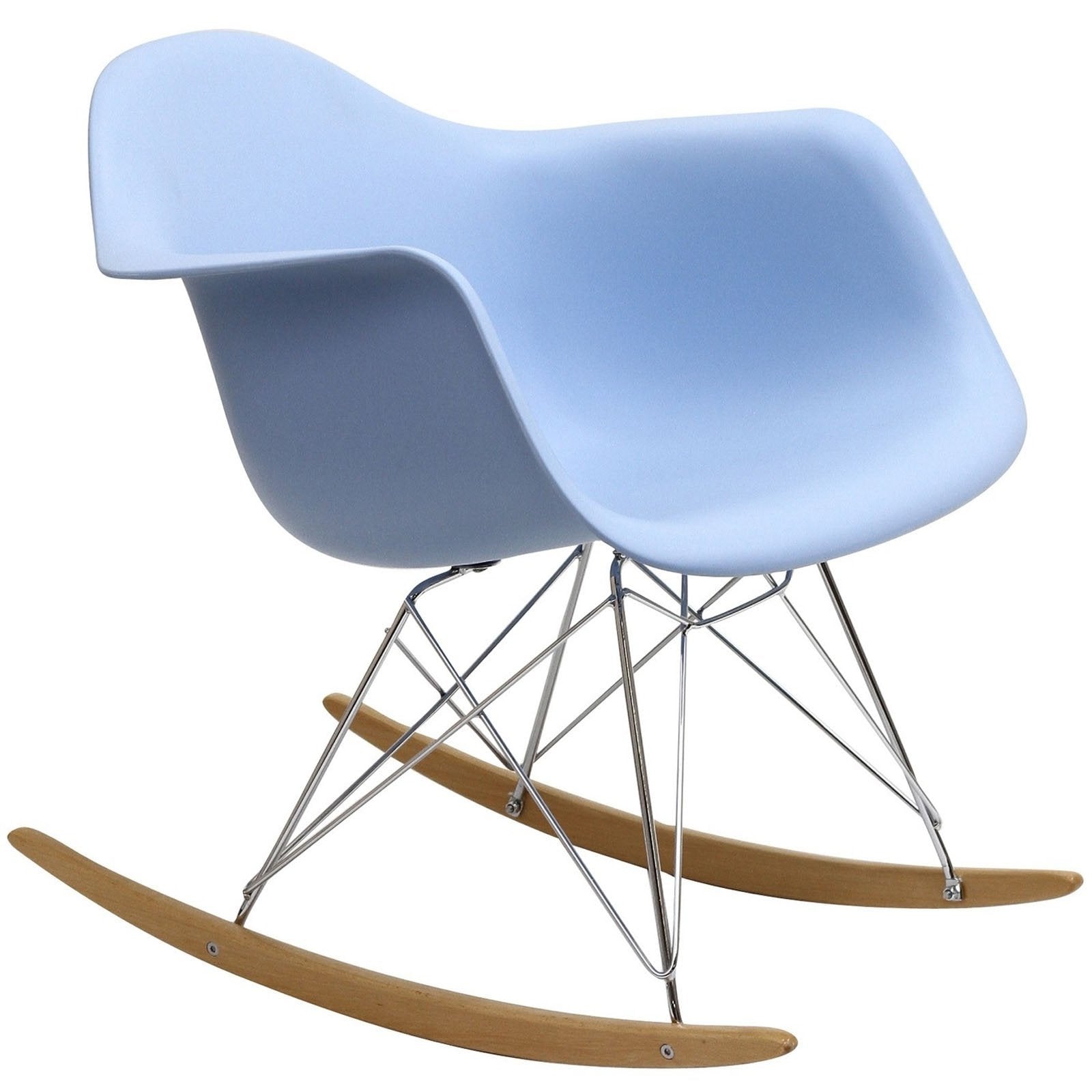 Chair | Rocker Lounge Chair | Iconic Design | Deep Plastic Seat Pocket | Waterfall Seat Edge | Minimalist & Innovative | Chrome-Plated Steel Base | Comfortable for Adults & Children | Perfect for Nurseries & Any Room | Blue | casafoyer.myshopify.com