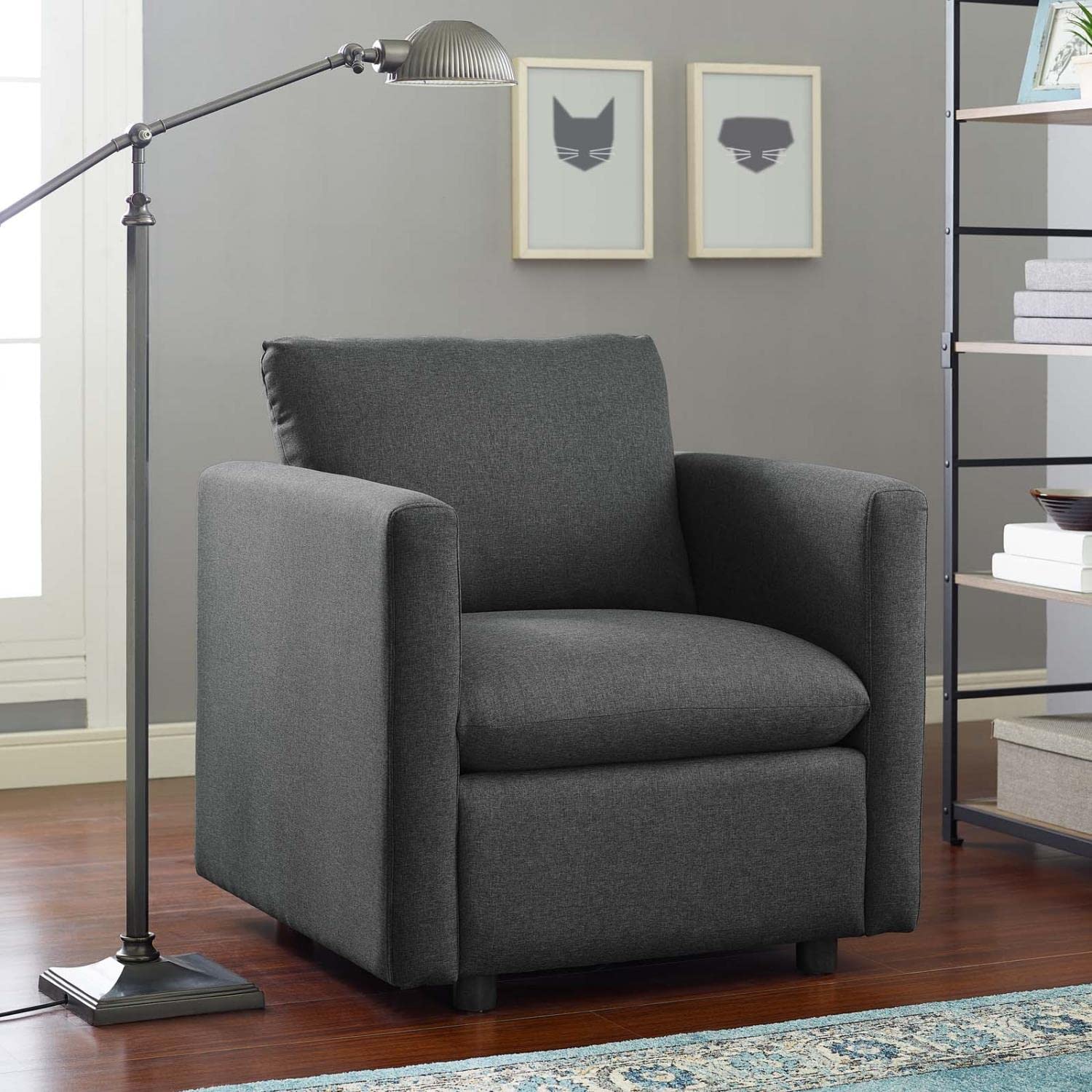 home office desk chairs | CasaFoyer Activate | Modern Upholstered Armchair | Versatile Design for Lounging | Family Rooms, Apartments, Offices | Dense Foam Padding | Soft Polyester Fabric | Sleek Black Wood Legs | Easy Assembly | Compact Shipping | 441 lbs Weight Capacity | casafoyer.myshopify.com