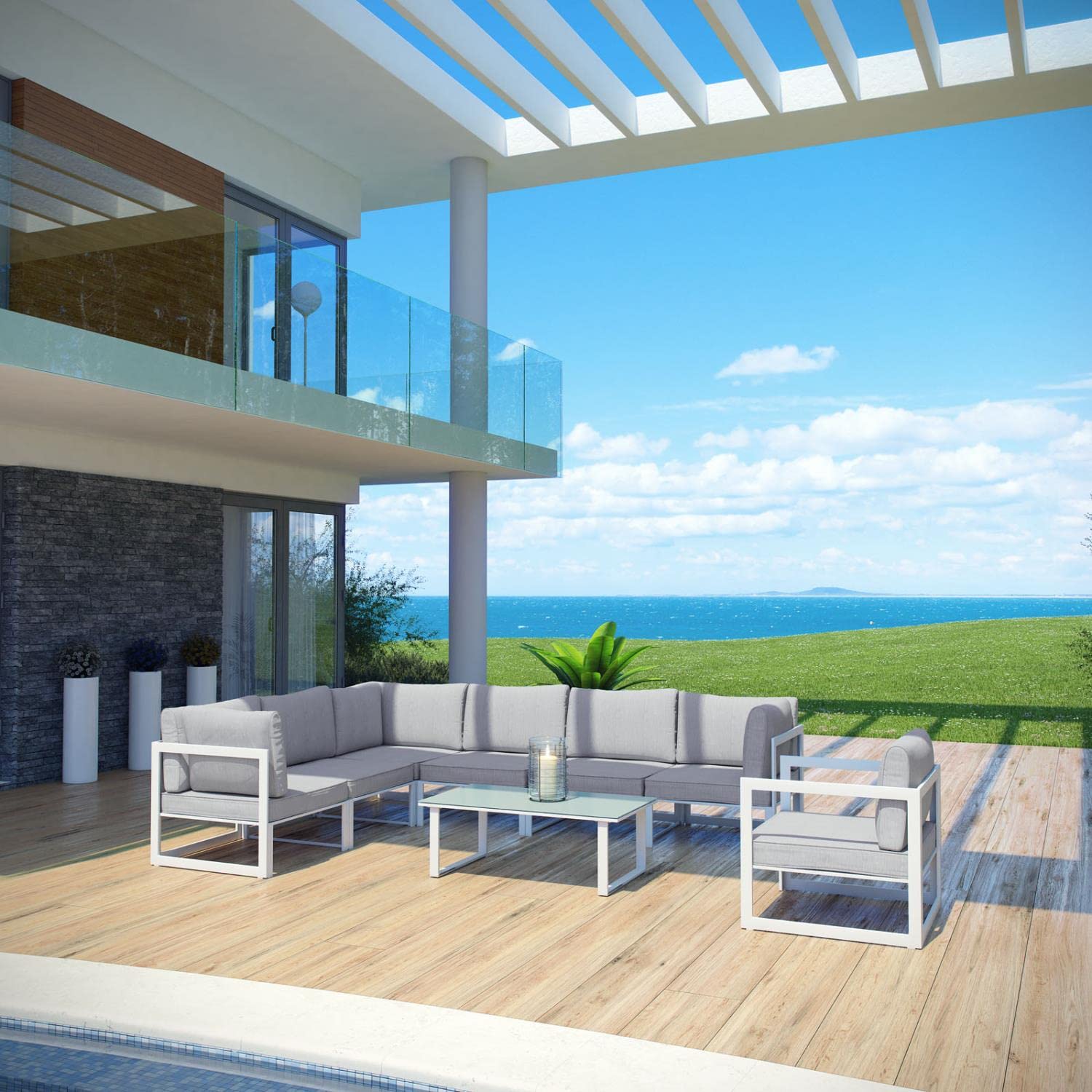 Patio Furniture Sets | Fortuna Outdoor Patio Collection | 9-Piece Sectional Sofa Set | Durable Aluminum | All-Weather Cushions | Ideal for Modern Outdoor Spaces | casafoyer.myshopify.com