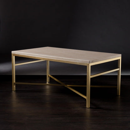 TABLE | Sophisticated Stone-Style Cocktail Table | Matte Brass Frame | Polished Travertine Surface | Glamorous & Stylish | Unique Finish Variations | Perfect for Contemporary & Transitional Decor | casafoyer.myshopify.com
