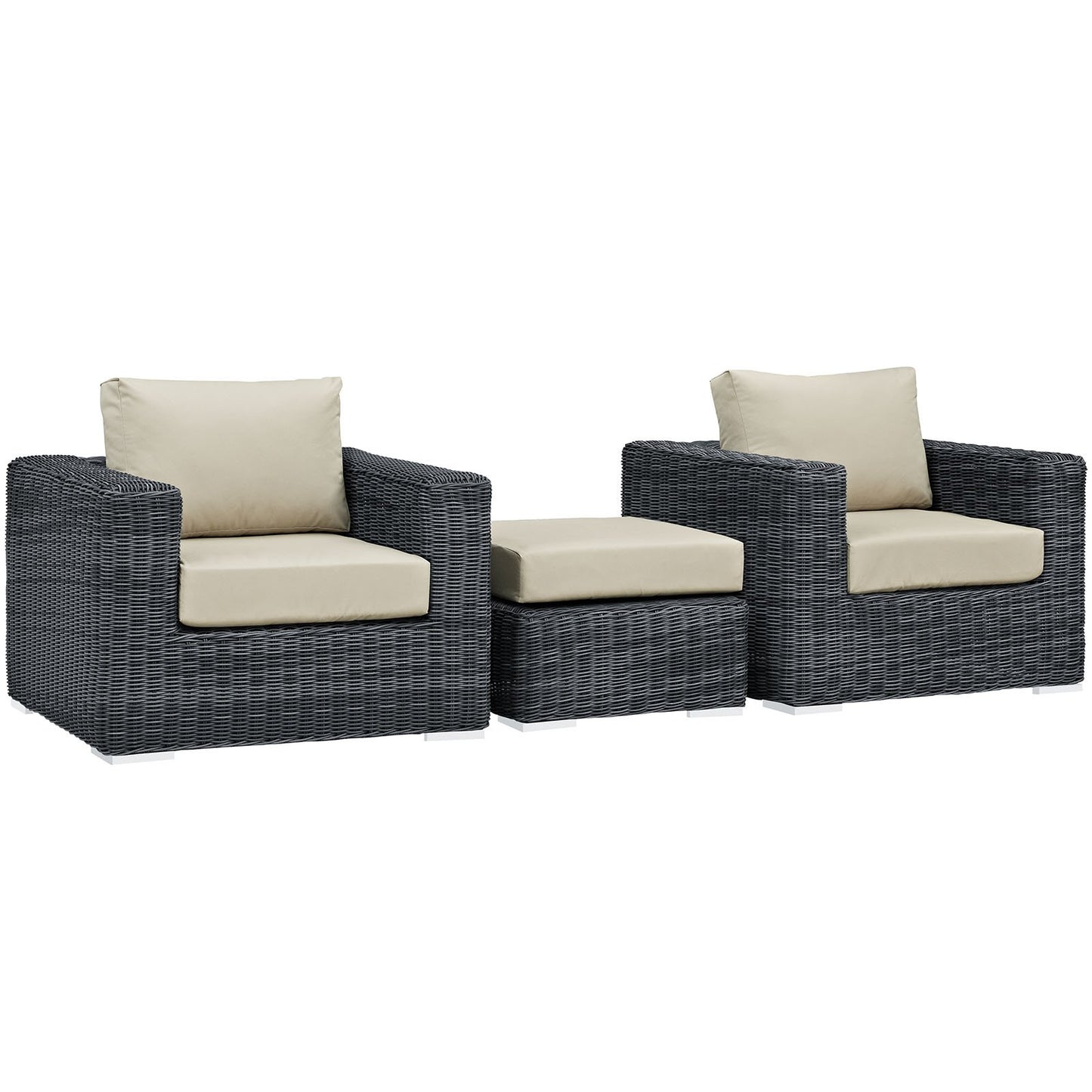 kitchen and dining room sets | CasaFoyer Summon Outdoor Patio Sectional Sofa Set | Two-Tone Rattan | Sunbrella Cushions | Aluminum Frame | Includes Ottoman & Armchairs | casafoyer.myshopify.com