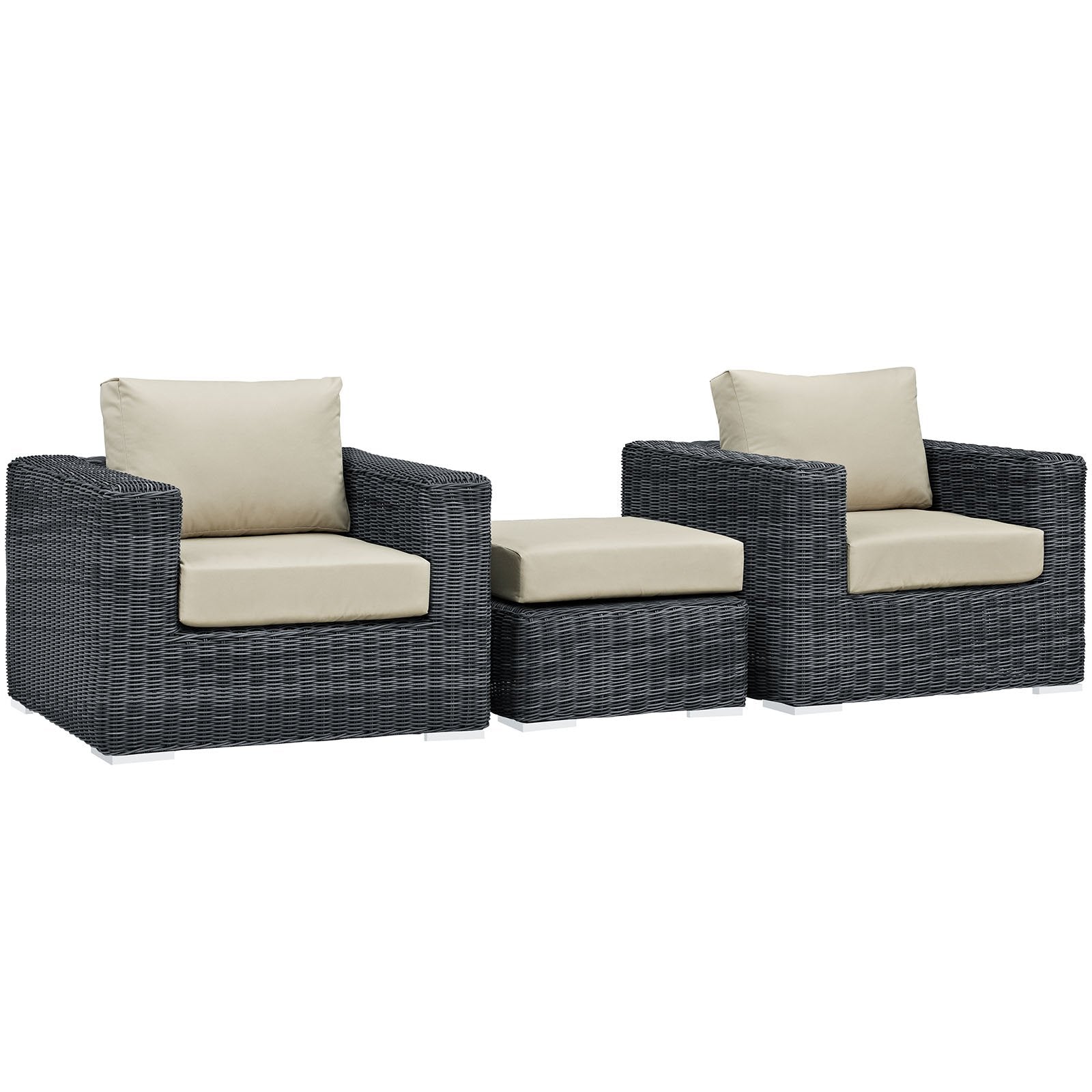 kitchen and dining room sets | CasaFoyer Summon Outdoor Patio Sectional Sofa Set | Two-Tone Rattan | Sunbrella Cushions | Aluminum Frame | Includes Ottoman & Armchairs | casafoyer.myshopify.com