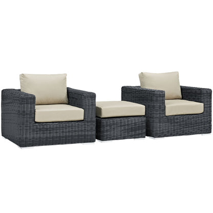 kitchen and dining room sets | CasaFoyer Summon Outdoor Patio Sectional Sofa Set | Two-Tone Rattan | Sunbrella Cushions | Aluminum Frame | Includes Ottoman & Armchairs | casafoyer.myshopify.com