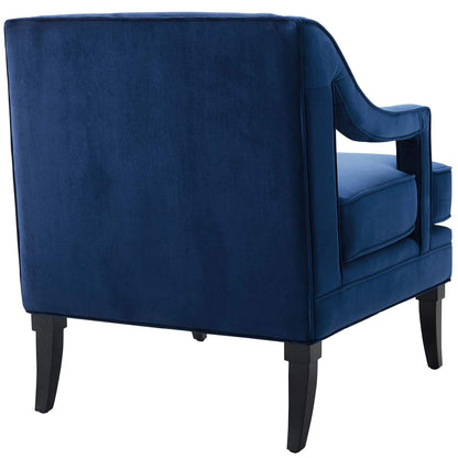home office desk chairs | CasaFoyer Concur Performance Velvet Armchair | Chic Design | Stain-Resistant | Plush Cushion | Machine Washable Cover | Solid Birch Legs | Navy | casafoyer.myshopify.com