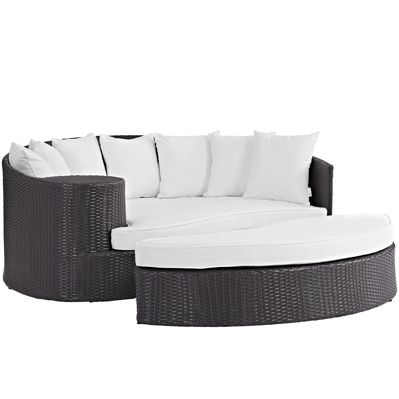 sofas | CasaFoyer Convene Outdoor Sectional | Adjustable Patio Lounge Daybed with Ottoman | All-Weather Cushions | Espresso White | casafoyer.myshopify.com