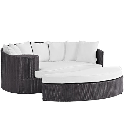 sofas | CasaFoyer Convene Outdoor Sectional | Adjustable Patio Lounge Daybed with Ottoman | All-Weather Cushions | Espresso White | casafoyer.myshopify.com