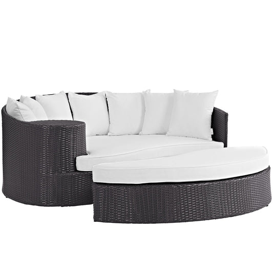 sofas | CasaFoyer Convene Outdoor Sectional | Adjustable Patio Lounge Daybed with Ottoman | All-Weather Cushions | Espresso White | casafoyer.myshopify.com