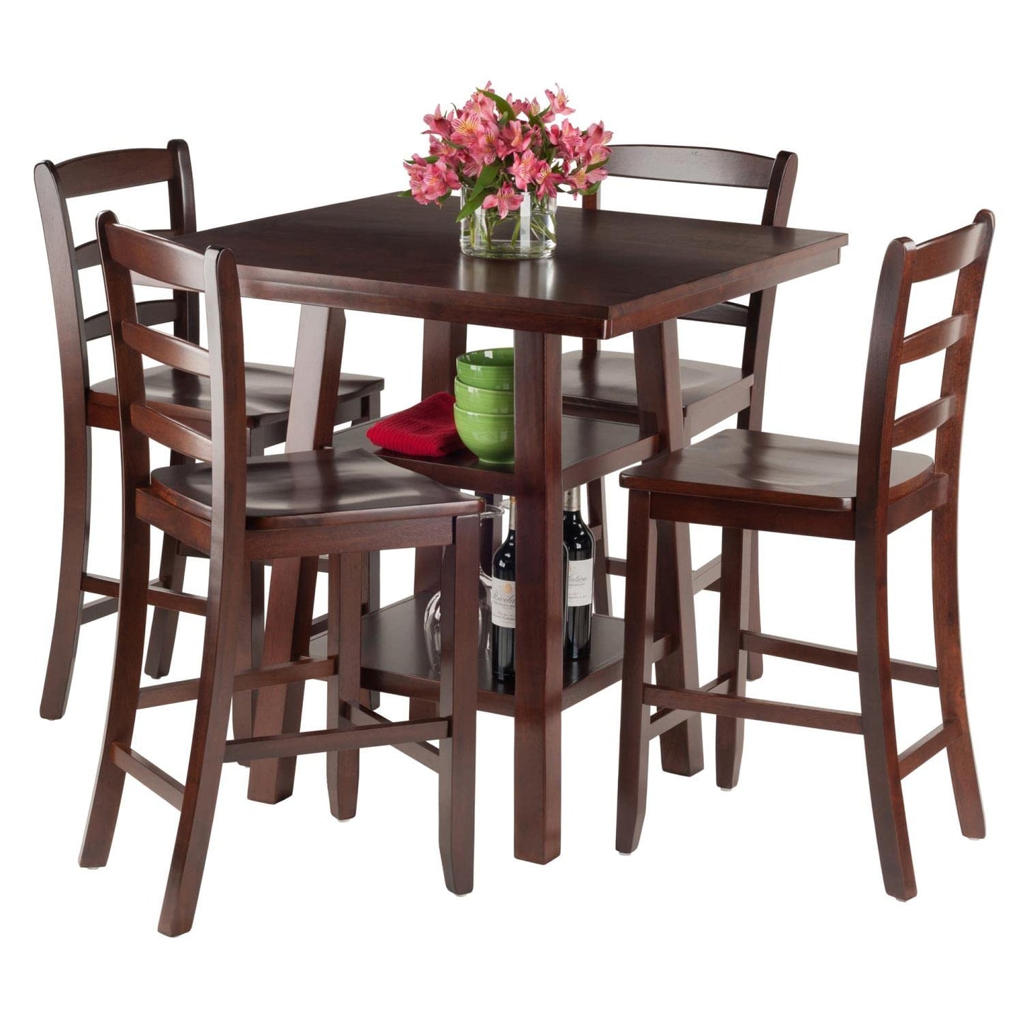childrens table and chair sets | CasaFoyer Orlando High Table & Ladder Back Stool Set | Solid Wood | Antique Design | Ample Storage | Comfortable Seating | Versatile | Easy Assembly | casafoyer.myshopify.com