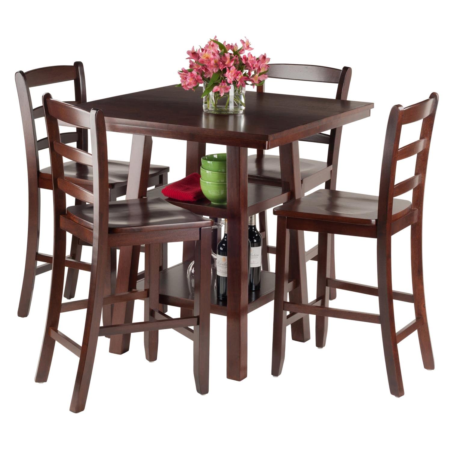 childrens table and chair sets | CasaFoyer Orlando High Table & Ladder Back Stool Set | Solid Wood | Antique Design | Ample Storage | Comfortable Seating | Versatile | Easy Assembly | casafoyer.myshopify.com