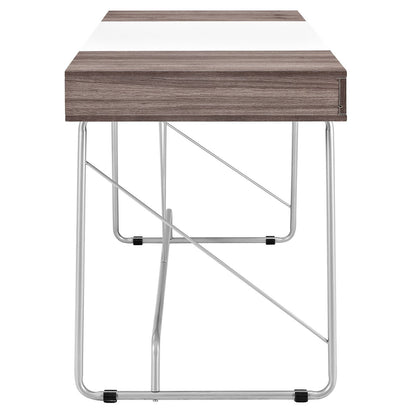 home office desks | Panel Desk | Flawless Fusion of Contrasting Shades | Melamine Coated Fiberboard | 3 Pull-Out Storage Drawers | Sleek Metal Tube Base | Ideal for Office or Home | casafoyer.myshopify.com