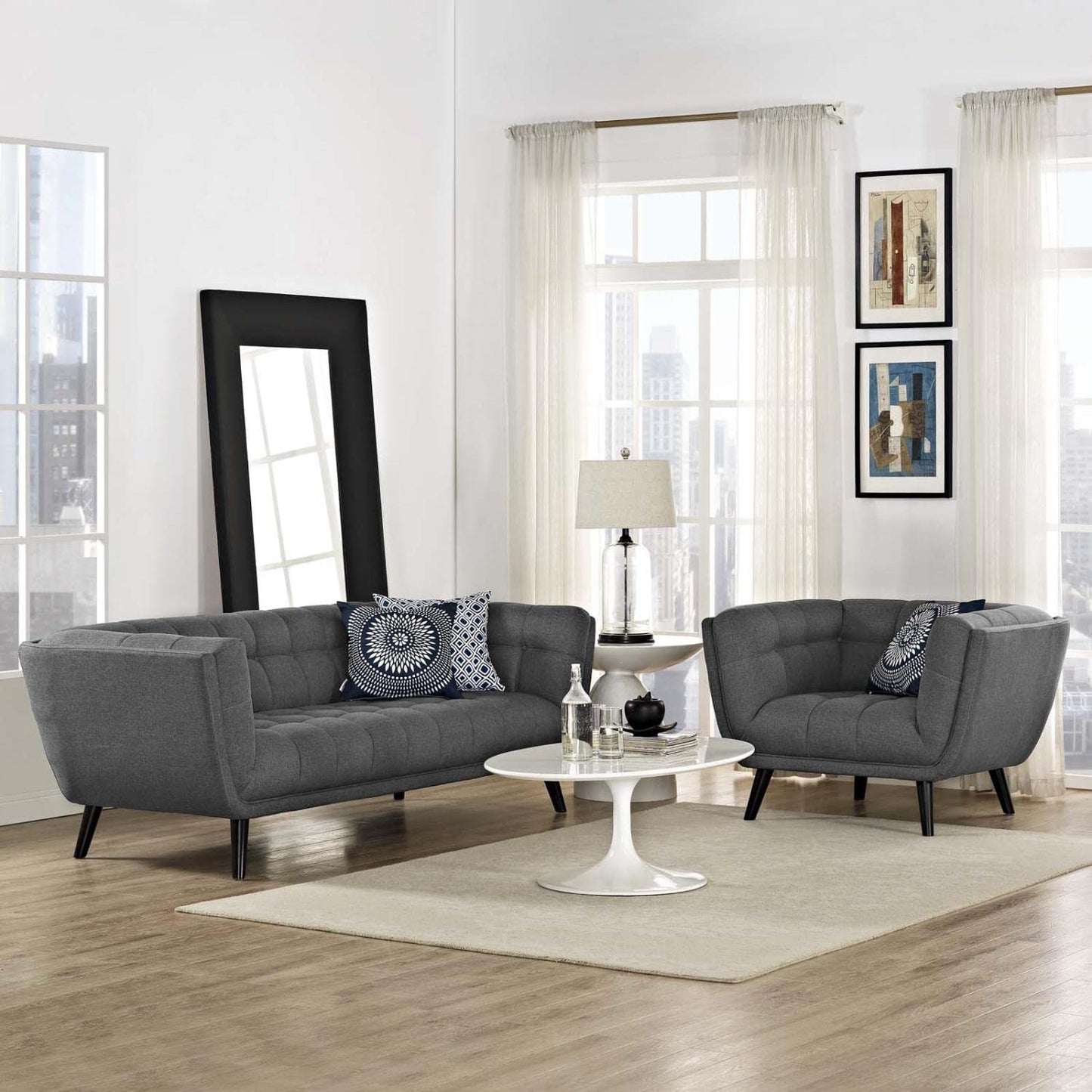 kitchen and dining room sets | CasaFoyer Bestow Collection | Luxurious Upholstered Sofa & Armchair Set | Gray | Button Tufted | Mid-Century Modern Farmhouse | Living Room Furniture | casafoyer.myshopify.com