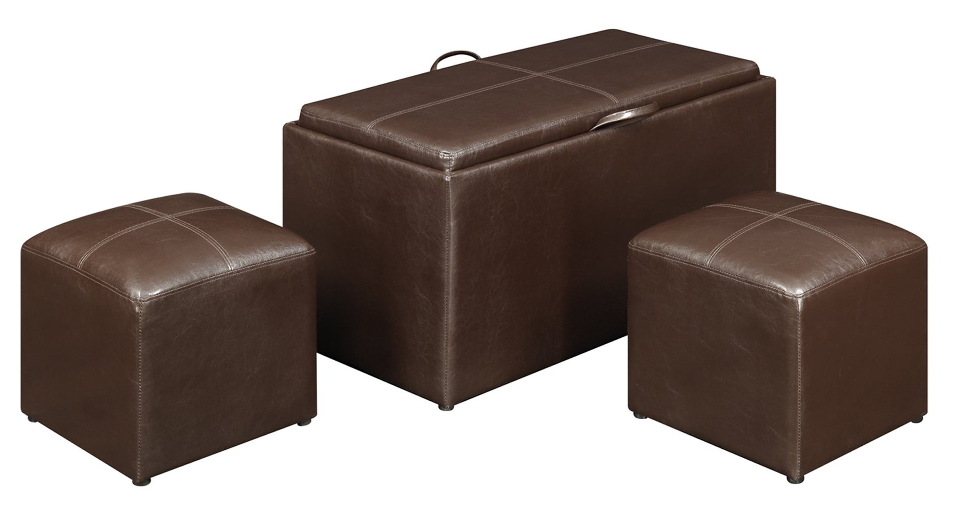 Ottoman | Designs4Comfort Sheridan Storage Bench | Reversible Tray | 2 Side Ottomans | Ample Storage & Seating | Hardwood Serving Trays | Convenient Cut-Out Handles | casafoyer.myshopify.com
