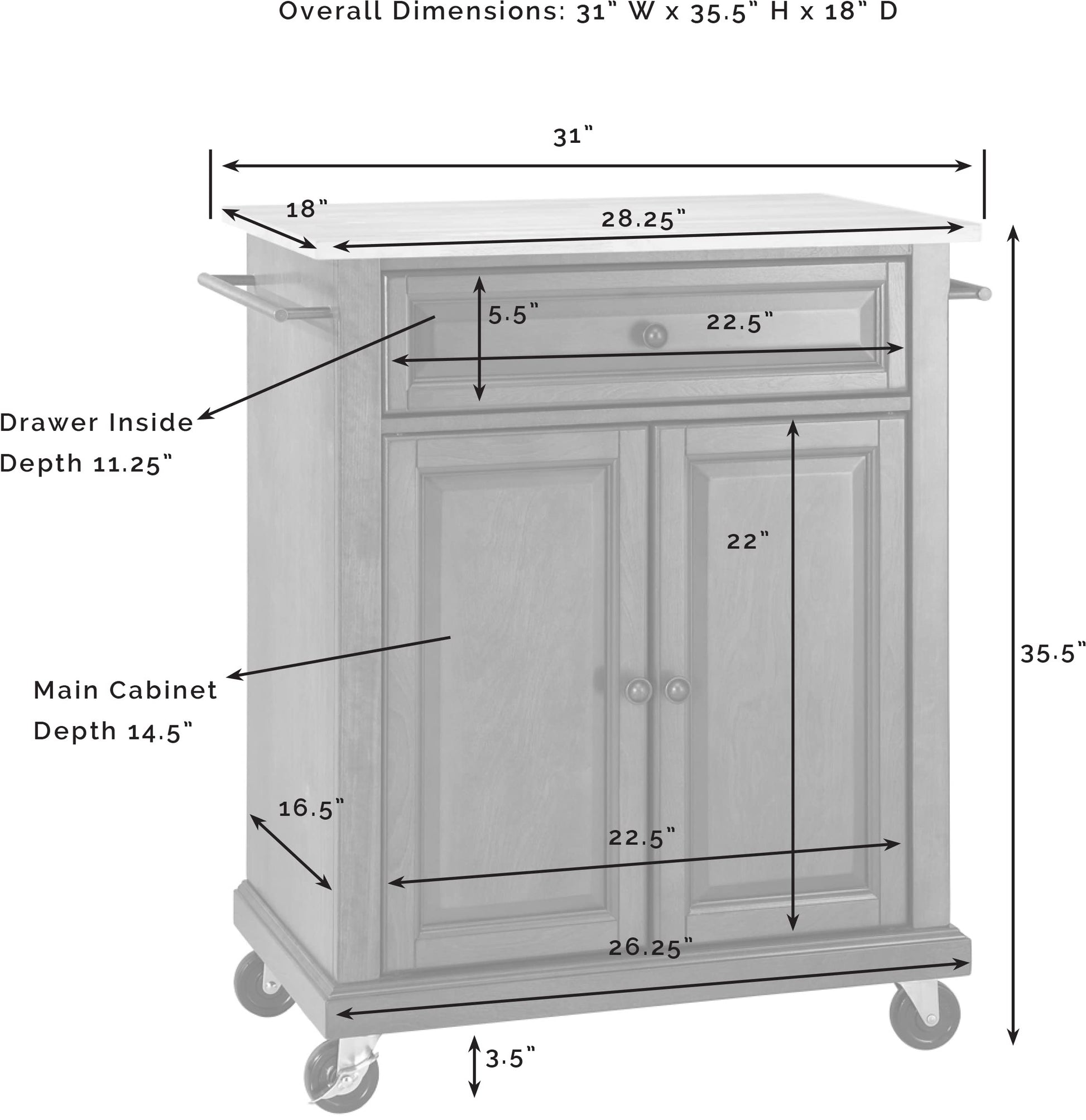 Kitchen Storage | Durable Solid Hardwood Kitchen Island | Elegant Raised Panel Doors | Ample Storage Space | White Finish | casafoyer.myshopify.com